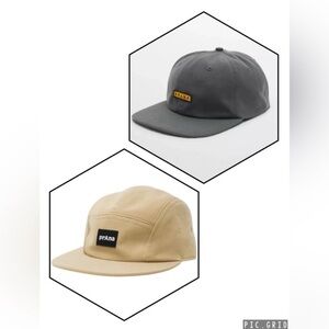 NWT|| (2) PrAna Caps in Gray and Tan! Flat brim - 1 is Adj & other is Snapback